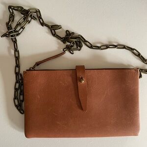 New Madewell the Transport Accordion Crossbody mini purse in English Saddle